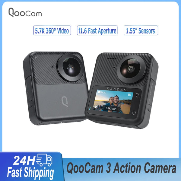 QooCam 3 Action Camera 5.7K 30FPS Fast Aperture Waterproof Sport Cam Bicycle Diving Video Recording Anti-shake